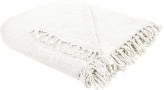 Beliani Beliani - Manta Moderna Tejida A Mano Con Flecos Sof&aacute; Cama 200 X 220 Cm Blanco Crema Chaohani