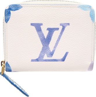 Louis Vuitton Blue White Coated Canvas Leather Coin Purse/Coin Case (Pre-Owned)