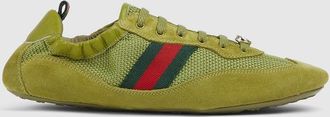 Gucci Womens Gucci Shift Sneaker, Green, Leather