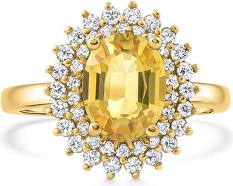 Pompeii3 2.93Ct Yellow Sapphire Diamond Ring Gold Lab Grown