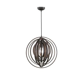 Trio Lampada Sospensione Interno Sfera Cerchi Di Legno Marrone 6w Boolan Gd