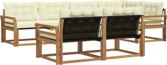 vidaXL Conjunto De Sof&aacute;s De Exterior 7 Uds. Natural Y Crema Vidaxl