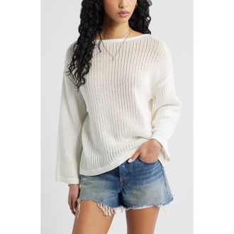 BP. Cotton Open Stitch Sweater in Ivory at Nordstrom, Size Xx-Small