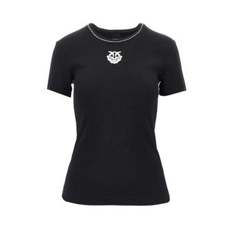 Pinko Love Birds embroidery ribbed T-shirt Woman XS