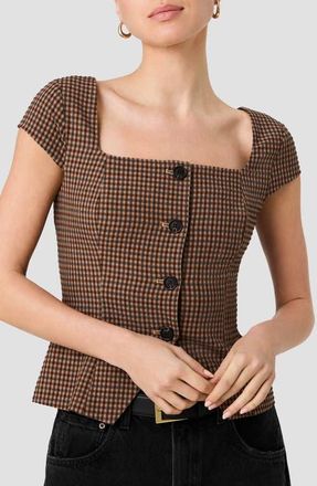 French Connection Diana Textured Gingham Top at Nordstrom, Size 12