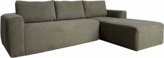 Oviala Sof&aacute; esquinero de 4 plazas en tejido con chaise longue verde L 265 cm