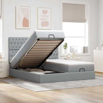 vidaXL Estructura De Cama Otomana Colchones Tela Gris Claro 180x200cm Vidaxl