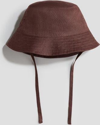 H&M Linen Bucket Hat in Brown at Nordstrom, Size 9-12 M