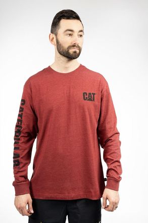 CAT Merkenbanner Lange Mouwen Katoenen Heren Rode T-Shirt