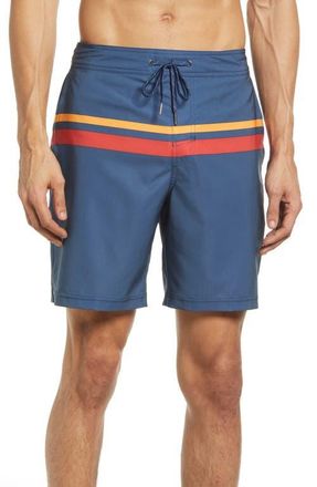 Fair Harbor The Ozone Swim Trunks in Red Comp Stripe at Nordstrom, Size Xx-Large