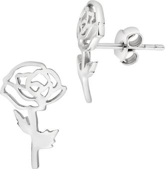 Sterling Forever Silver Birth Flower Stud Earrings