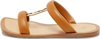Fendi Sandali slides in pelle - Marrone