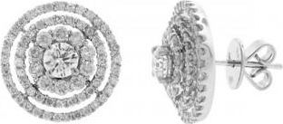 Allurez 0.65ct Round Brilliant Center And 1.45ct Side 18k White Gold Diamond Earrings