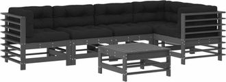 vidaXL Juego De Muebles De Jard&iacute;n 6 Pzas Y Cojines Madera Maciza Gris Vidaxl