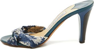 Jimmy Choo London knotted snake-print sandals - Blue