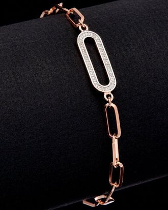 Meshmerise 18K Over Silver 0.20 Ct. Tw. Diamond Paperclip Rectangle Bracelet