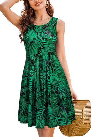 Kilig Cosmetics Summer Dresses for Women UK Beach Casual Sundress Ladies Sleeveless Tank Dress Midi Floral Cover Ups (Floral 22,XL)