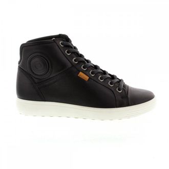 Ecco Ecco Soft 7 Mid Cut Lace Leather Womens Trainers - UK 3.5-4 - US 5-5.5 Women - EU 36 - Black - Size:UK 3.5-4