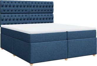 vidaXL Cama Box Spring Con Colch&oacute;n Tela Azul 200x200 Cm Vidaxl