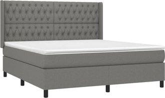vidaXL Vidaxl - Cama Box Spring Con Colch&oacute;n Tela Gris Oscuro 180x200 Cm