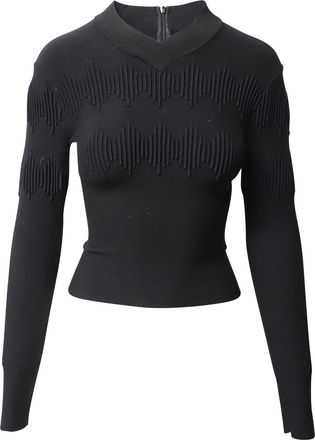 Alaia Alaia Knitted Embossed Design Longsleeve Top in Black Wool