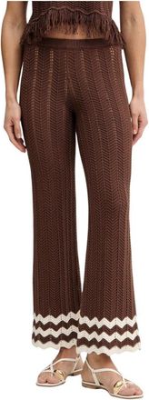 Twinset Wijde broek - Dames - Wijde Broeken - Bruin - XS - Katoen - Broeken