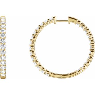 Diamond2Deal 4ct Lab-Grown Diamond Inside-Outside Hinged Hoop Earrings Clarity VS, Color F-G, 14k Gold