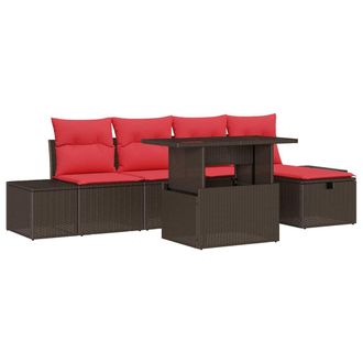 vidaXL Conjunto De Sof&aacute; De Jard&iacute;n Con Coj&iacute;n 6 Pcs Rat&aacute;n Sint&eacute;tico Vidaxl