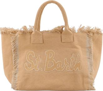 MC2 Saint Barth Spacious Cotton Canvas Tote Bag with Fringed Edges