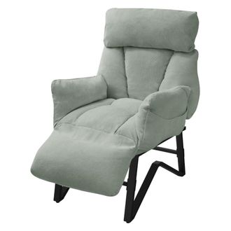ML Design Sill&oacute;n de relax reclinable gris-verde ajustable tapizado funda de lino