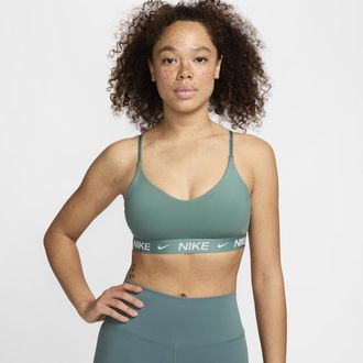 Nike Indy Light-Support Womens Padded Adjustable Sports Bra - Green - Polyester/Elastane