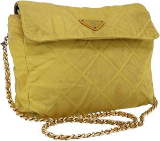 Prada Pre-owned Cross Body Bags, female, Yellow, Size: ONE SIZE Pre-owned Nylon Cross Body Bag