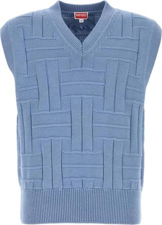 Kenzo Maglione smanicato con ricamo - Blu