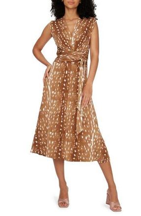 Diane Von F&uuml;rstenberg Dorothee Faux Wrap Midi Dress in Fawn Neatural at Nordstrom Rack, Size Xx-Small