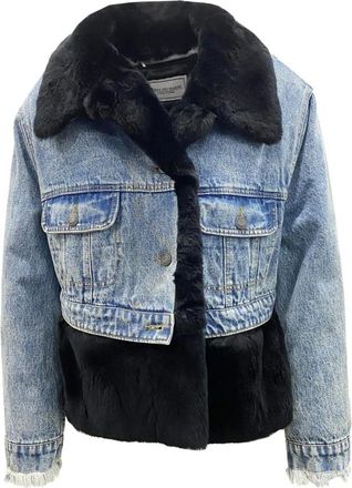 Forte Couture Jassen, Dames, Blauw, S, Denim, Denim Jas Met Bontvoering