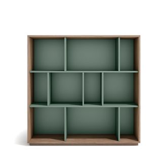 HERDASA Estanter&iacute;a Librer&iacute;a, Colecci&oacute;n Nack, Con 3 Niveles De Altura En Melamina Color Nogal Velmore-verde
