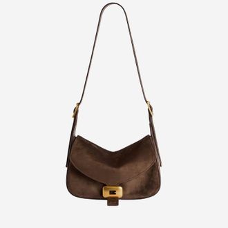 Balenciaga Womens Shoulder Bag Brown Suede
