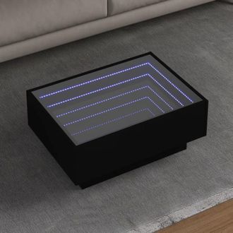 vidaXL Mesa De Centro Con Led Madera De Ingenier&iacute;a Negro 70x50x30 Cm Vidaxl