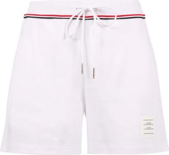 Thom Browne Katoenen Shorts Tricolor Detail Twee Zijzakken - Dames - Bermuda - Wit - XS - Katoen - Korte Broeken