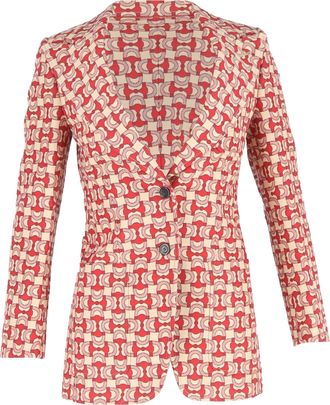 Gucci Gucci blazer met paardenbitprint en enkele rij knopen in veelkleurig katoen