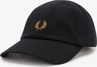 Fred Perry Mens Fred Perry Mens Pique Classic Cap - Black/Dark Caramel U12 - Size: ONE size