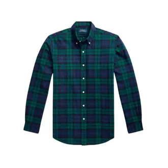 Polo Ralph Lauren Overhemden, Heren, Groen, L, Katoen, Geruit Oxford Overhemd