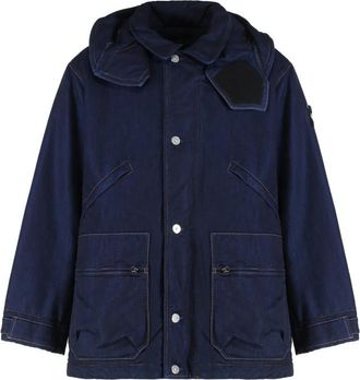 Stone Island Blue Denim Logo Parka Jacket