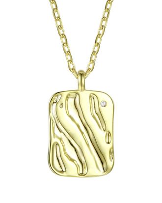Genevive 14K Over Silver Cz Square Pendant Necklace