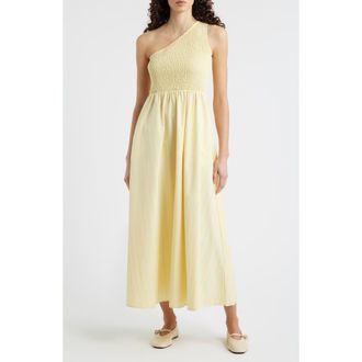 FRNCH Selkie One-Shoulder Organic Cotton Fit & Flare Dress in Beurre at Nordstrom, Size X-Large