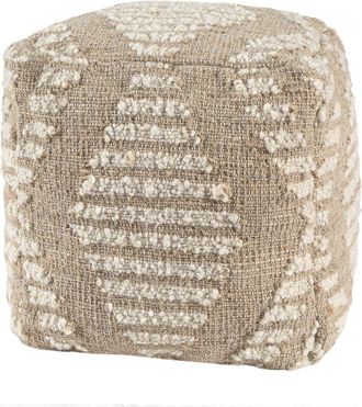 LR Home Lr Home Geo Scandi Geometric Striped Handmade Textured Pouf