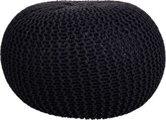 Wanderlust Deco Puff de algod&oacute;n trenzado negro 45x45x30