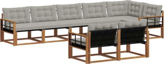 vidaXL Conjunto De Sof&aacute;s De Exterior 8 Uds. Gris Natural Y Claro Vidaxl