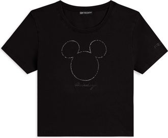 Freddy T-shirt cropped da donna con Mickey Mouse in strass