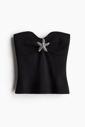 H&M Tubetop mit Metalldetail - Schwarz/Seestern